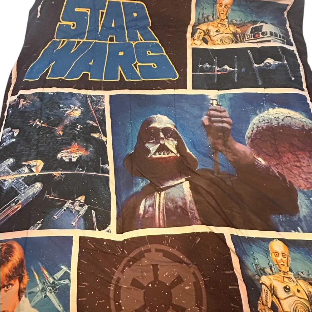 Vintage Black and Blue Star Wars Comforter Set